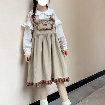Japonų mergina, švelni mergina mielas lokys studentų prarasti susiuvimo pledas dirželis suknelė princesė viktorijos suknelė kawaii girl lolita cospay