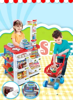 [Juokingi] 34pcs/set Modeliavimas prekybos centrų raudonos kasos krepšelį shelf set įdomus žaislas, apsimesti žaisti, imituoti kasos salesclerk dovana