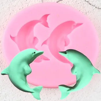 Jūros Gyvūnų, Delfinų Silikono Formų Kūdikio Gimtadienio Minkštas Tortas Dekoravimo Priemonės 
