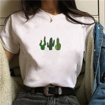 Kaktusas Spausdinti harajuku estetinės marškinėlius juokinga ulzzang Grafinis hip-hop moterų marškinėliai drabužių streetwear viršų