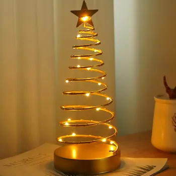 Kalėdų Eglutė Star Spiralės Naktį Šviesos Romantiška LED Stalas Stalo Lempa Kalėdinė Dekoracija Namuose Kalėdos Priedai Atostogų Dovanų
