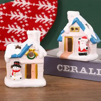 Kalėdų Šviesos Sniegas Namas Mini LED Šviesos Sniego Namus Miniatiūrinės Sniego Namas Su Santa Sniego Apšviesta Kalėdų Lentynos Dekoras