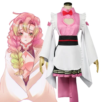 Kanroji Mitsuri Cosplay Kostiumų Demon Slayer Kimetsu nr. Yaiba Seksualus Kimono Tarnaitė Uniformas Moterų Mielas Rožinis Saldus Lolita Dress