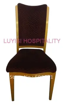 Karšto pardavimo dėti vieną ant kito medžio imitacijos Aliuminio valgomojo kėdės,sunkiųjų audinio su dideliu rub atsparumo,patogus sėdynės.
