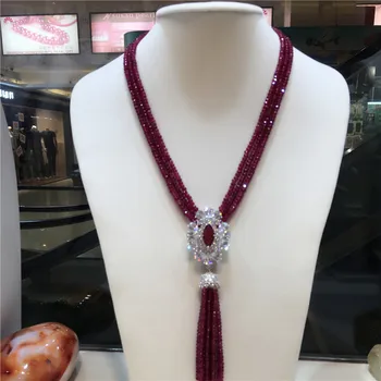 karšto parduoti gamtinių violetinė jade micro apdaila cirkonis užsegimas kutas karoliai ilgas megztinis grandinės fine jewelry