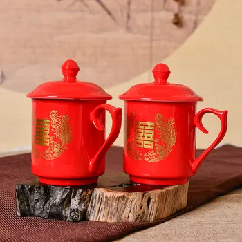 Kinijos vestuvių raudonos arbatos puodelio dragon 