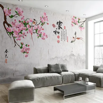 Kinų Akvarelės Gėlių ekrano Užsklanda Gyvenimo Kambario, Miegamasis Šeimos Harmonija Tema 3D Freskos Sienos Dokumentų Namų Dekoro Papel De Parede