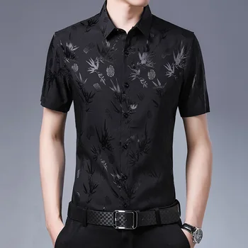 Kinų stiliaus nuplaukite ir dėvėti high-end vidutinio amžiaus trumpas rankovės marškinėliai Vasaros Naujos kokybės minkštas patogus ledinis kietas vyrų marškinėliai, M-3XL