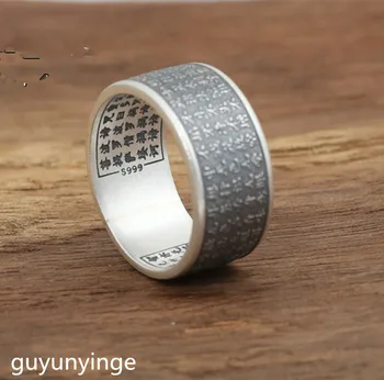 KJJEAXCMY Boutique papuošalai S999 sterlingas sidabro papuošalai, rankų darbo Tailando sidabro žiedai, vyriški sub blizgus sidabro širdies žiedai.