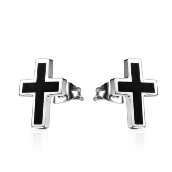 Klasikinio Dizaino Nerūdijančio plieno egzotinių stiliaus paprasta kryžiaus lašelinę black dviejų spalvų auskarai moterų auskarai papuošalai