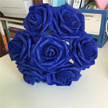 Kobalto Mėlyna Vestuvių Gėlės Netikrą Rožės 100 Gėlės 8cm Tamsiai Mėlyna Vestuvių Nuotakos Puokštės Stalo Puošmena, Papuošalai LNPE044