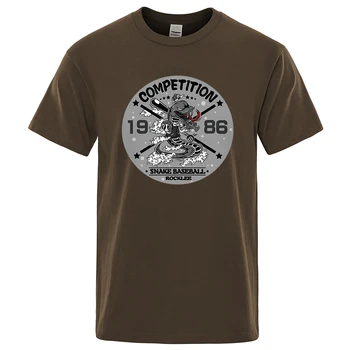Konkurencijos 1986 Gyvatė Beisbolo Rocklee T-Shirt Aukštos Kokybės Prekės Marškinėlius Vasaros Hip-Hop Tee Drabužių Medvilnės Laisvi, Minkšti Viršūnes Vyrai