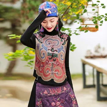 Korėjos Mados Juoda Liemenė Etninės Stiliaus Moterų Siuvinėjimas, Marškinėliai Moterims Trumpa Liemenė Rudens Ir Žiemos Striukė Moterų Liemenė