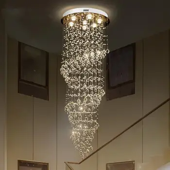 Krištolo sietynas, modernus paprasta spiralė kūrybos dvipusis laiptai ilgai liustra Hotel Villa lempos