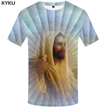 KYKU Prekės Jėzus marškinėliai Vyrams Krikščionių Anime Drabužius Pax Christi 
