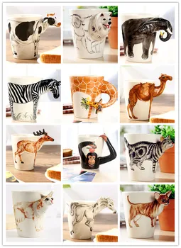 Kūrybos dovana love3D gyvūnų formos, keramikos, kavos, pieno, arbatos puodelis rankomis dažyti caneca Žirafa Karvė, Beždžionė, Šuo, Katė, Kupranugarių, Dramblių taurė