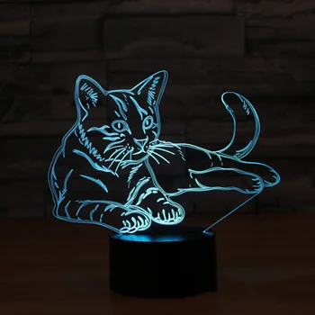 LAIMĖ 3D LED Nakties Šviesos Perspėjimas Katė Su 7 Spalvų Šviesos Namų Puošybai Lempos Nuostabi Vizualizacijos Iliuzija Dovana