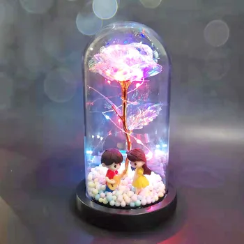 LED Lempos Stiklo danga Rožių Micro-Peržiūrėti Guanchuang Ltalian Apdailos Valentino Kalėdų Mokytojo Dieną Maža Dovana