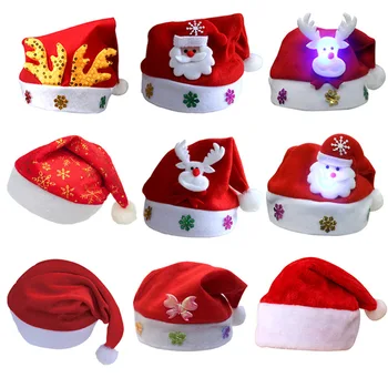 LED Linksmų Kalėdų Skrybėlę Naujųjų Metų Navidad Bžūp Sniego Elnių Kalėdų Senelio Kepurės Vaikams, Vaikų, Suaugusiųjų Kalėdų Dovana Apdaila