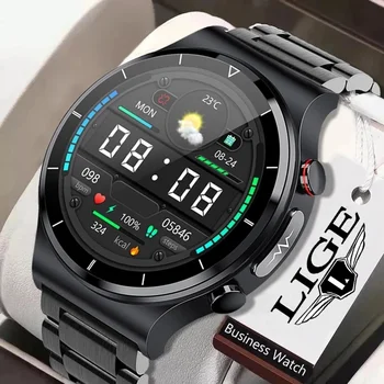 LIGE Sveikatos Smart Watch Vyrų EKG+PPG Kūno Temperatūra, Kraujo Spaudimas, Širdies ritmo Vandeniui Belaidis Kroviklis Smartwatch 360*360 HD