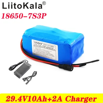 LiitoKala 24v 10ah 18650 3400mah 7S3P baterija 15A BMS 250w 29.4 V 10000mAh baterija neįgaliųjų vežimėlių variklio elektra