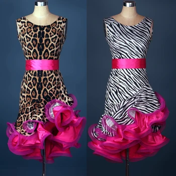 Lotynų šokių kostiumas seksualus spandex leopard zebra lotynų šokių suknelė moterims lotynų šokių konkurencijos suknelė 2kinds spalvų