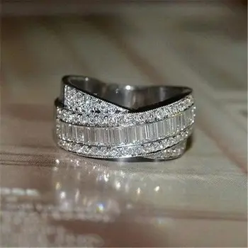 Mada karšto pardavimo cirkonis moterų Žiedas Sumažinti Baltųjų vestuvės vestuvinis žiedas