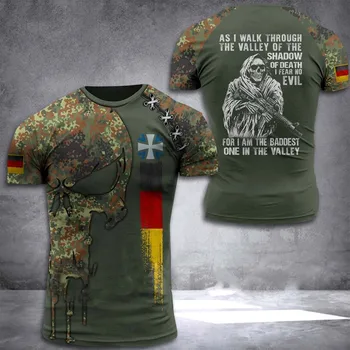 Mados Armijos veteranas 3D Atspausdintas T-shirt Vyrams Trumpas rankovėmis Apvalios Kaklo vokiečių Srityje Veteranas Kamufliažas Commando T-shirt Viršuje 6xl