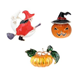 Mados Moterų Sagės smeigtukai Helovinas-Vaiduoklių Šventė Šluota Ragana Šmėkla Moliūgų Wizard hat Sagės Kalėdų dovana Helovinas