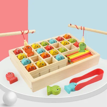Medinių Žvejybos Žaislai, Stalo Žaidimai Multifunkcinis Skaičiavimo Stick Švietimo Matematikos Žaislas Vaikams Baby Žuvų Mokymosi Medienos Dėžė Dovanos