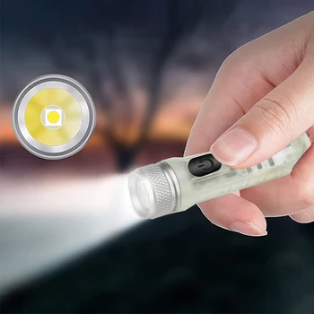 Mini Keychain Kišeninis Žibintuvėlis USB Įkraunamas Žibintuvėlis LED Šviesos Žibintas atsparus Vandeniui ekstremalių Lauko Kempingas Išgyvenimo EDC