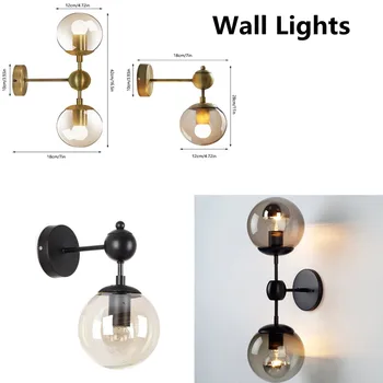Modernios LED Lempos, Auksinės Sienos Žibintai Stiklo Siena Lempos Pramoninių Patalpų Apšvietimui Lovos Dekoras Apšvietimas AC85-2650V Sconce Sienos