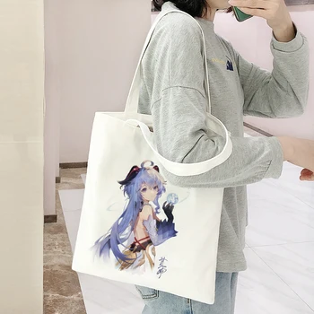Moterys Žaidimas Genshin Poveikio Anime Medvilnės Drobės Shopper Bag Mergina Harajuku 90s Y2K Classic Vintage Peties Rankinę Moteris Bolsa