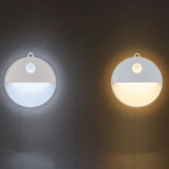 Naktį Šviesos Spindulių Žmogaus Kūno Indukcinės Lempos LED Judesio Jutiklis Apvalios Formos Baterijos Energijos, Led Vaikų Nakties Šviesos Namuose