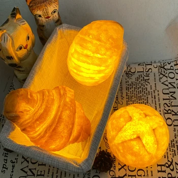 Naktį Žibintai Apdailos LED Croissant Formos Duona Šviesos Tortas Parduotuvė Modeliavimas Croissant Kryžiaus Lempos Kepimo Kambario Dekoracija Dovanos