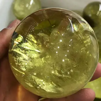 Natūralus geltonasis crystal ball, rankomis skintos crystal ball, puikus kamuolys, gydymo
