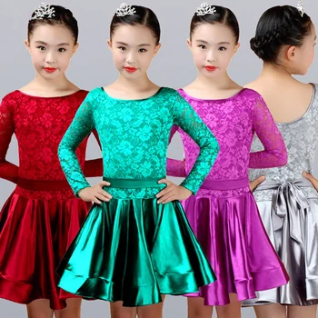 Nauja Mergina Lotynų Šokių Suknelė Mergaitėms Balus Sijonas, Suknelė Mergaitėms Satino Šviesus Satino Audinio Šokių Sijonas Kostiumas Konkurencijos Dancewear