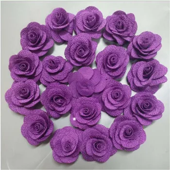 Naujas 200Pieces/Maišas Purple Rose Rankų darbo 3.5 cm Medžiaga Rose Medvilnės Audinio Gėlės Vertus, 