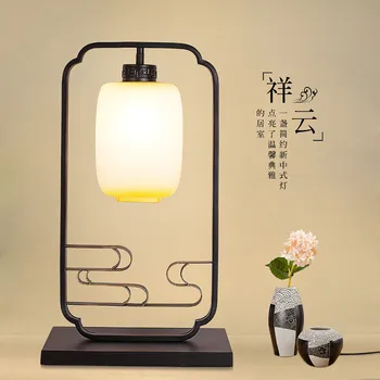 Naujas kinijos stilius derliaus geležies meno stalinės Lempos Šiuolaikinės kūrybos stiklo LED E27 touch jungiklis lempos naktiniai&fojė&studio JX007