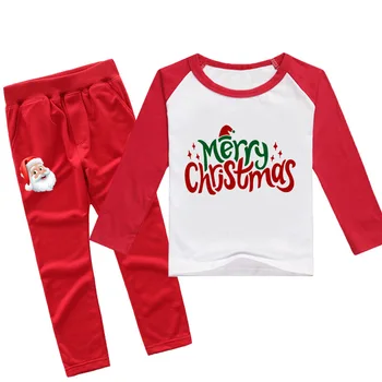Naujas Mados Boy pižama ilgomis rankovėmis atsitiktinis vaikai berniuko, sleepwear Kalėdų šalis, naktiniai drabužiai patenka Mergaitė rinkiniai Kalėdų komplektai