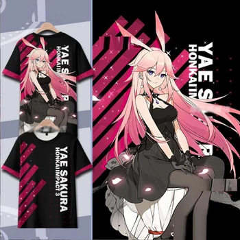 Naujas Marškinėlius Anime Žaidimas Honkai Poveikis 3 Yae Sakura 3D Print T Shirt Moterims, Vyrų Vasaros Mados Trumpas Rankovės Juokinga Marškinėlius Grafinis