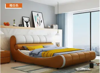 Nekilnojamojo Originali karvės odos lova Soft, Lovų, Miegamojo camas šviečia muebles de dormitorio yatak mobilya quarto unikalus dizaineris