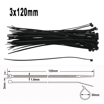 Nemokamas pristatymas Savaiminio fiksavimo nailono plastiko, kaklaraištis, juodos arba baltos spalvos 3*120mm kabelio tvirtinimo elementą žiedo kabeliui zip apsiaustas dirželis nailonas