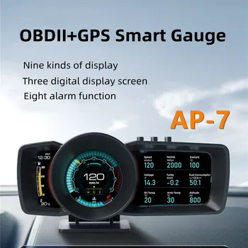 OBD2+GPS Automobilio Hud Smart Matuoklis Skaitmeninis Spidometras Head Up Display Multi-funkcija Automatinis Apsaugos Signalizacijos Sistema