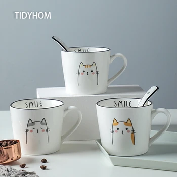 Paprasta Pusryčiai Keramikinis Puodelis Pieno Puodelis Kavos Puodelio, Puodelis Pora Namų Asmenybės Kūrybos Kavos Puodelio Vandens Taurė Cartoon Cat Modelis