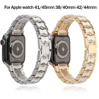 Papuošalai Metalo Diržu, Apple Watch Bnad 41/45mm 40/44mm 7 6 SE Moters Deimantų Nerūdijančio Plieno Apyrankė IWatch 42/38mm 5 4 3