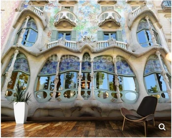 Pasirinktinius nuotraukų foną,Gaudi Casa Batllo, Barselonos gyvenamasis kambarys su sofa-lova, koridoriuje fone dekoratyvinis papel de parede
