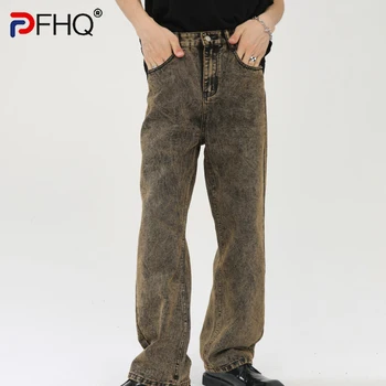 PFHQ 2023 m. Rudenį Naujų Madingų Vyrų Plauti Prarasti Tiesiai Džinsinio audinio Kelnės Mados Derliaus Elegantiška Prabanga Jeans Vyriškos Laisvalaikio Kelnės