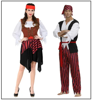 Piratų Kostiumų Suaugusiems Vyrai Moterys Piratų Korsetas Suknelė Mens Steampunk Piratų Kostiumų Karibų jūros Piratai Cosplay