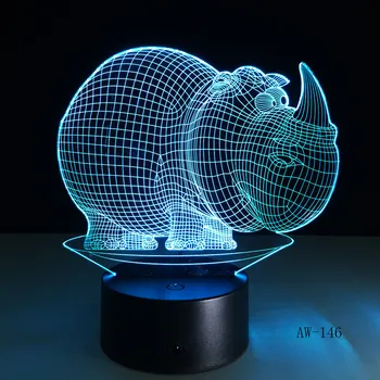 Raganosio pagrindiniai kištukiniai naktinių lempų lizdai 7 Spalvų Atmosferą 3D Stalo Lempa Vaikams Dovanų LED Jutiklinis Mygtukas USB Lampara Kūdikių Miego Apšvietimas, Dekoro AW-146